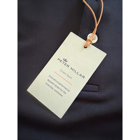 NWT Men's Peter Millar Crown Polo Medium Solid Black Pima Cotton Blend ME0Ek01S - Picture 3 of 10